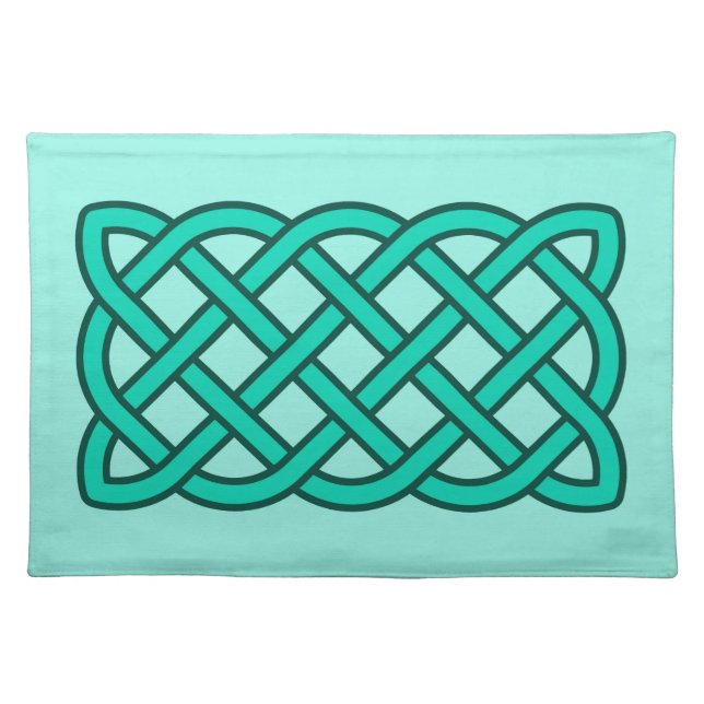 Celtic Knot Pattern, Turquoise, Aqua and Teal  Cloth Placemat (Front)