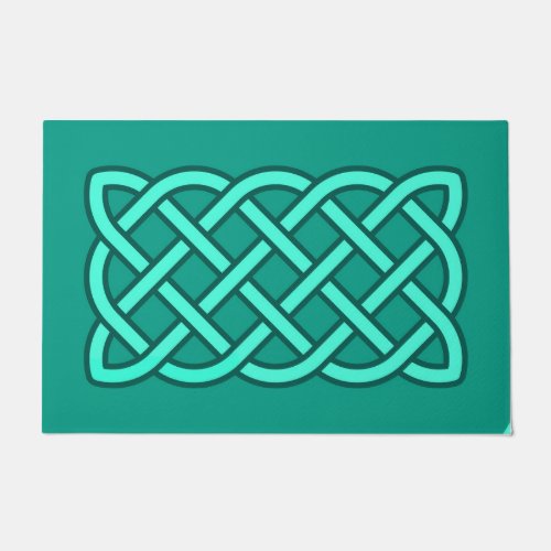 Celtic Knot Pattern Turquoise Aqua and Teal Doormat