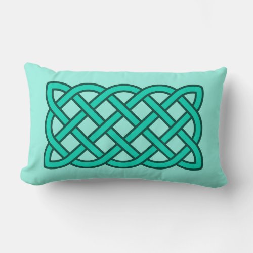 Celtic Knot Pattern Turquoise Aqua and Teal Lumbar Pillow