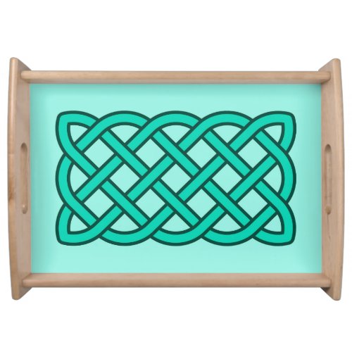 Celtic Knot Pattern Turquoise Aqua and Teal Serving Tray