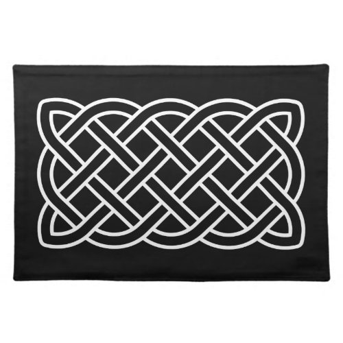 Celtic Knot Pattern White on a Black Background  Cloth Placemat