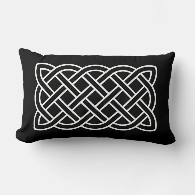 Celtic Knot Pattern, White on a Black Background Lumbar Pillow (Front)