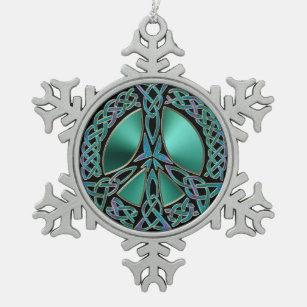 Celtic Knot Peace Sign Snowflake Ornament