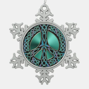 Celtic Knot Peace Sign Snowflake Ornament by CelticRevival at Zazzle