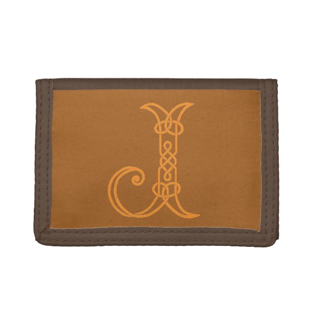 Celtic Knot Personalized Initial J Tri-fold Wallet (Front)