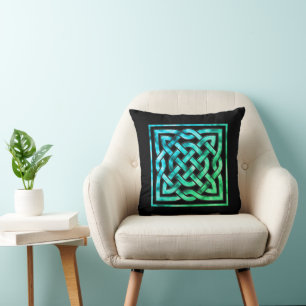 Celtic Knot Pillow - Blue Green Design