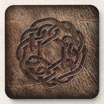 Celtic Knot Pressed On Leather Coaster by YANKAdesigns at Zazzle