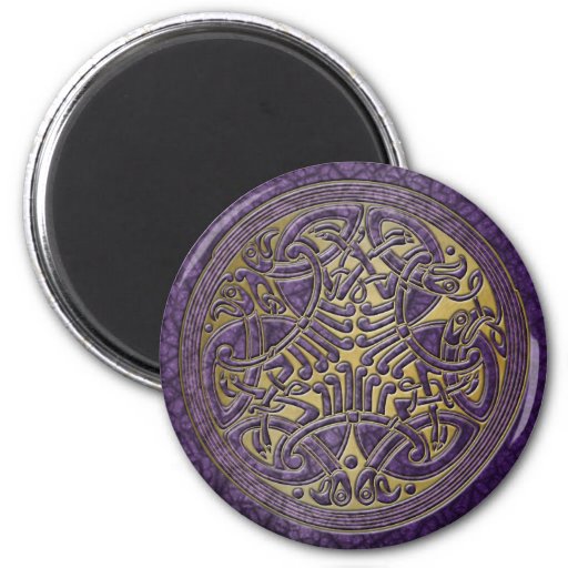 Celtic Knot Purple Birds & Gold-Fridge Magnet | Zazzle