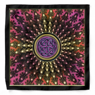 Celtic Knot Purple Gold Fractal Mandala Bandana
