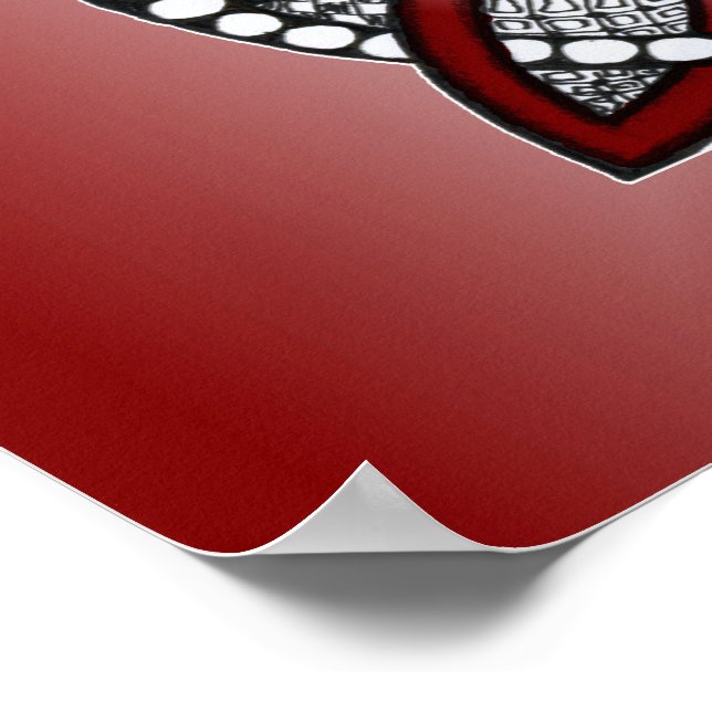 Celtic Knot Red Doodle Drawing Poster (Corner)