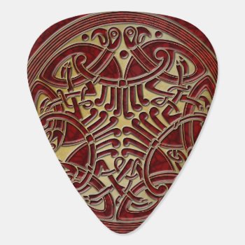 Celtic Knot Red & Gold Birds -guitar Pic Guitar Pick by LilithDeAnu at Zazzle