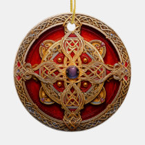 Celtic Knot Red Gold Knotwork