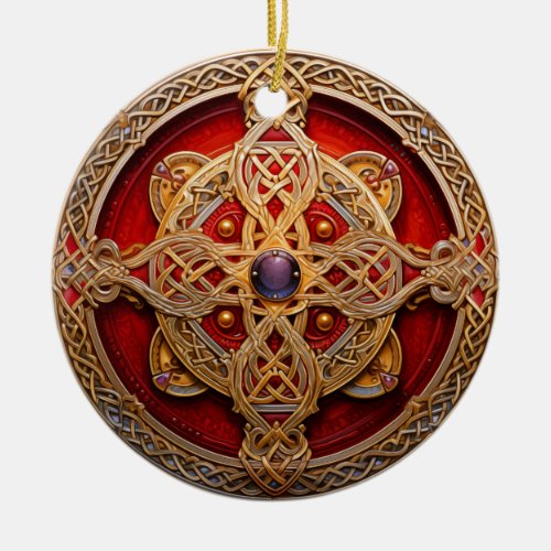 Celtic Knot Red Gold Knotwork