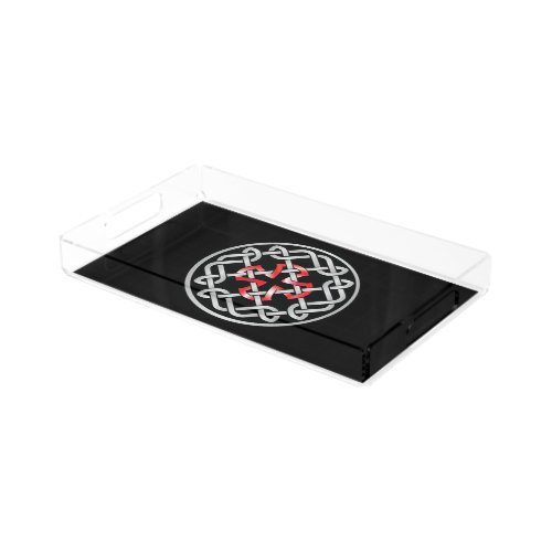 Celtic Knot Red Metallic Acrylic Tray