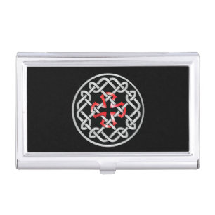 Celtic Knot Red Metallic Card Holder