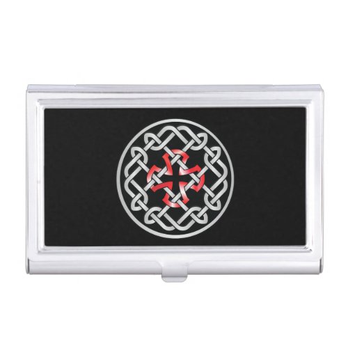 Celtic Knot Red Metallic Card Holder