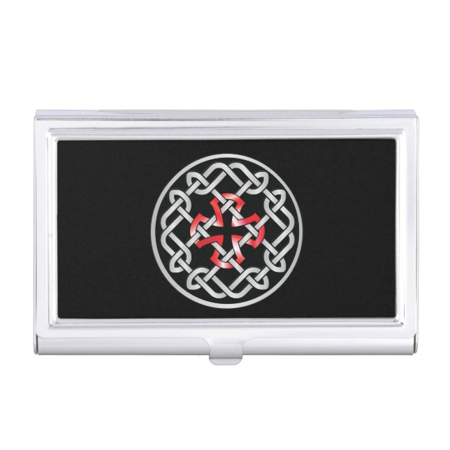 Celtic Knot Red Metallic Card Holder (Front)