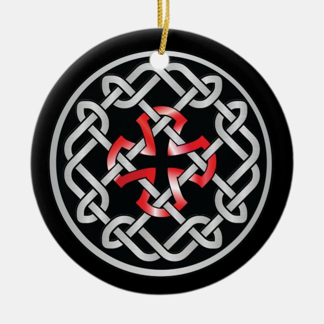 Celtic Knot Red Metallic Circle Ornament