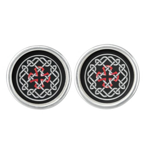 Celtic Knot Red Metallic Cufflinks