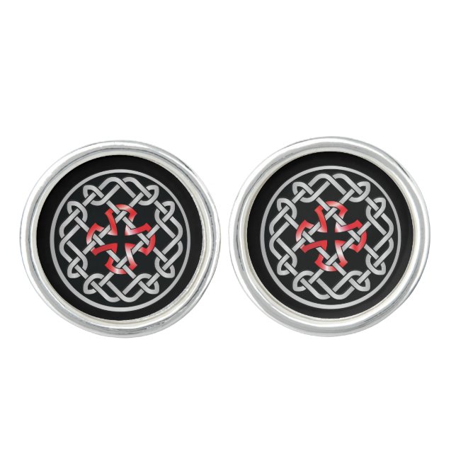 Celtic Knot Red Metallic Cufflinks (Front)