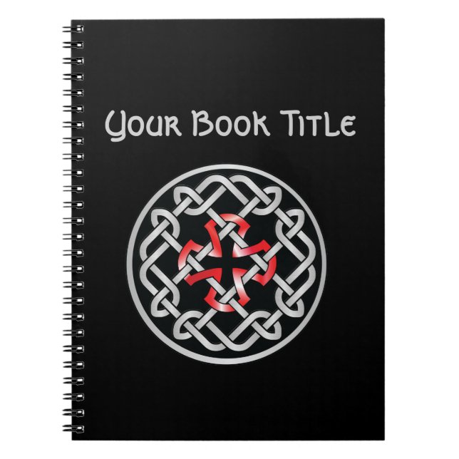 Celtic Knot Red Metallic Customizable Notebook (Front)