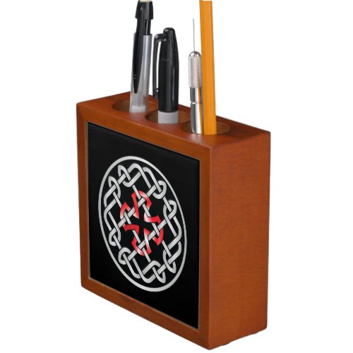 Celtic Knot Red Metallic Desk Organizer