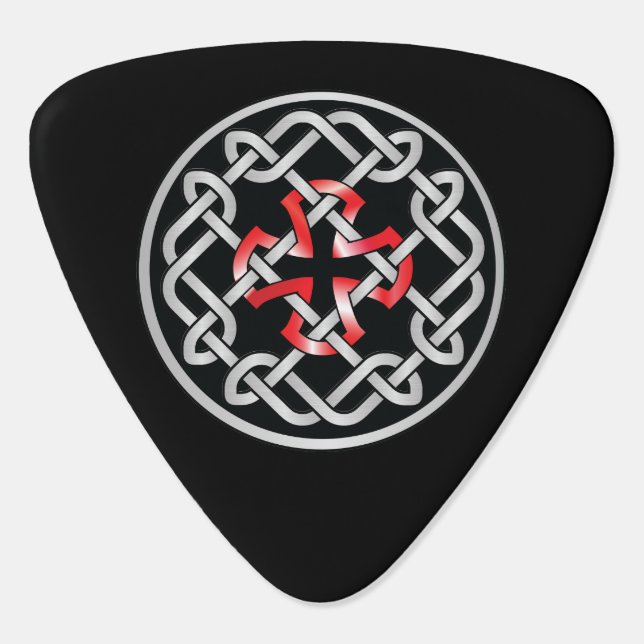 Celtic Knot Red Metallic Guitar Pick (Back)
