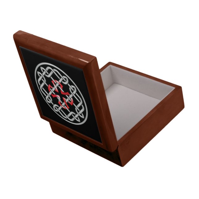 Celtic Knot Red Metallic Large Jewelry Box (Back Open)