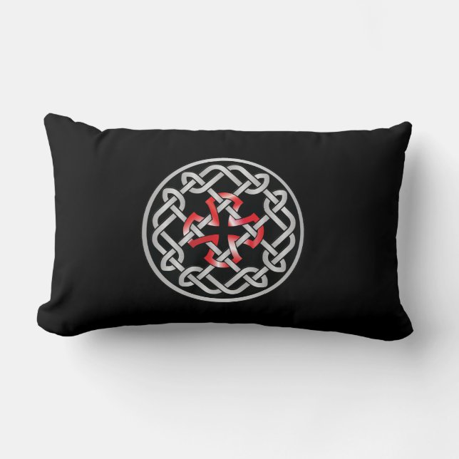 Celtic Knot Red Metallic Lumbar Pillow (Front)