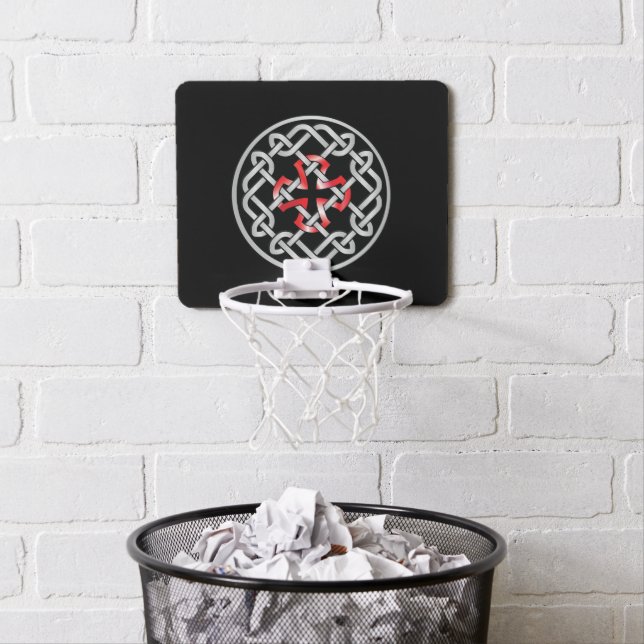 Celtic Knot Red Metallic Mini Basketball Hoop (In Situ)