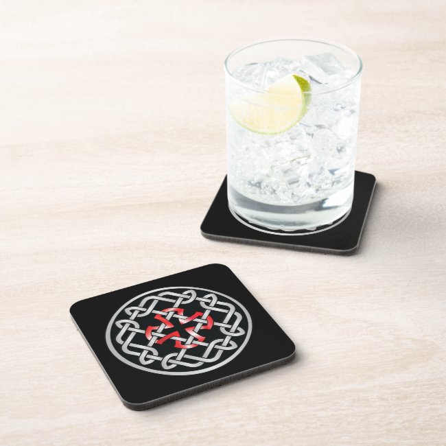 Celtic Knot Red Metallic Plastic Coasters