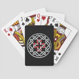 Celtic Knot Red Metallic Playing Cards