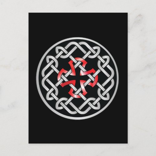 Celtic Knot Red Metallic Postcard