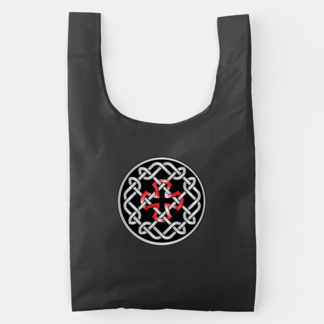Celtic Knot Red Metallic Reusable Bag (Front)