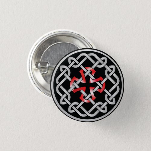 Celtic Knot Red Metallic Round Button