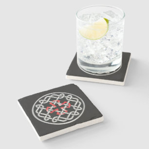Celtic Knot Red Metallic Stone Coaster