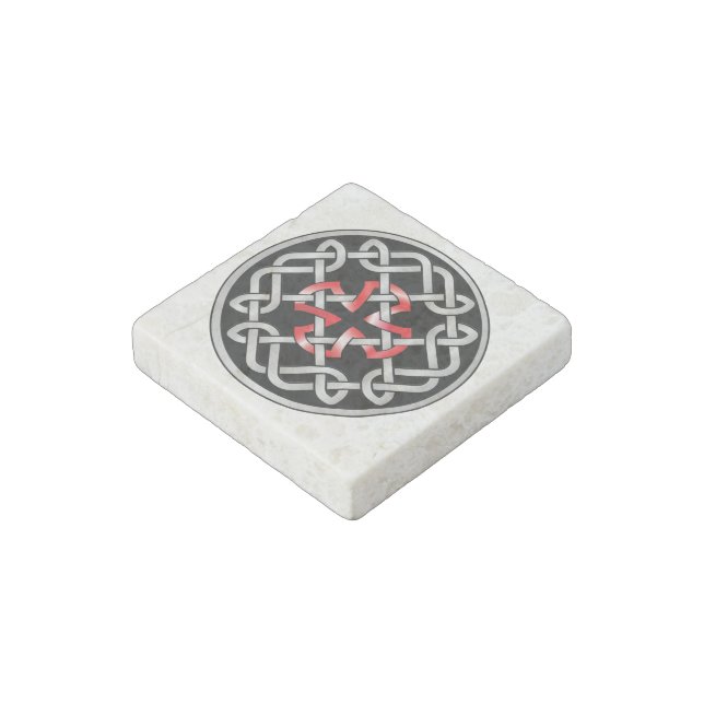 Celtic Knot Red Metallic Stone Magnet (Angled)