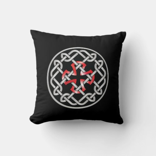 Celtic Knot Red Metallic Throw Pillow