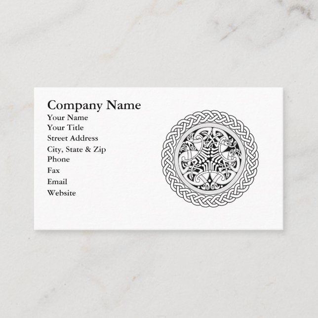 Celtic Knot Ring With Birds Business Card (Front)