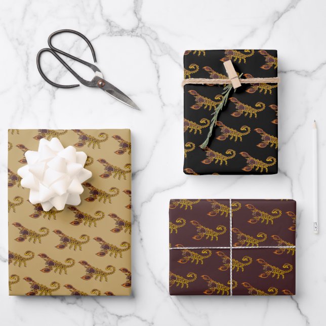 Celtic Knot Scorpion Wrapping Paper Sheets (Front)