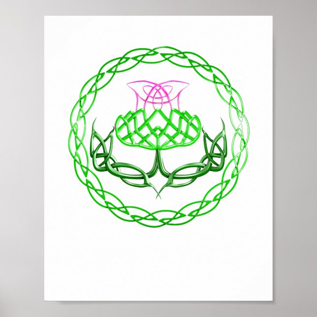 Celtic Knot Scottish Thistle Poster (Front)