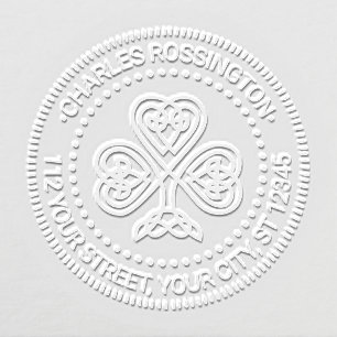 Celtic Knot Shamrock #3 Name Return Address Embosser
