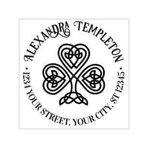 Celtic Knot Shamrock #3P Name Return Address Self-inking Stamp