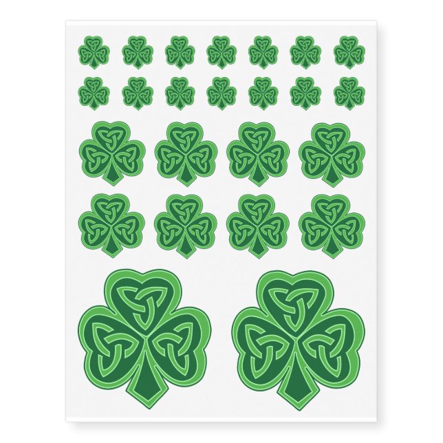 Celtic Knot Shamrock Assortment Temporary Tattoos (Front)