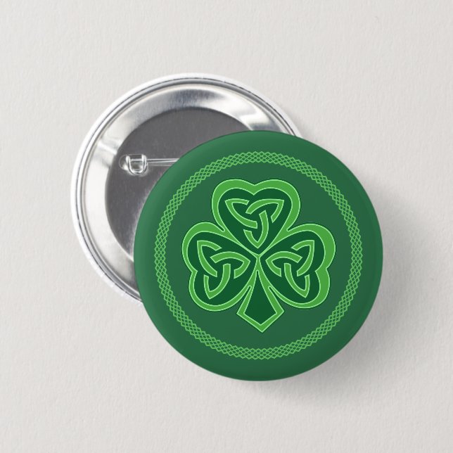 Celtic Knot Shamrock Button (Front & Back)