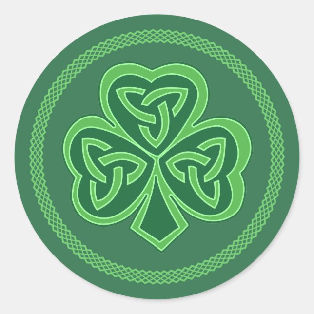 Celtic Knot Shamrock Classic Round Sticker (Front)