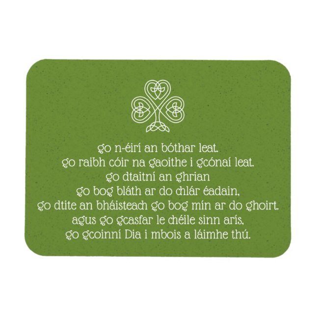 Celtic Knot Shamrock Gaelic Blessings Magnet (Horizontal)