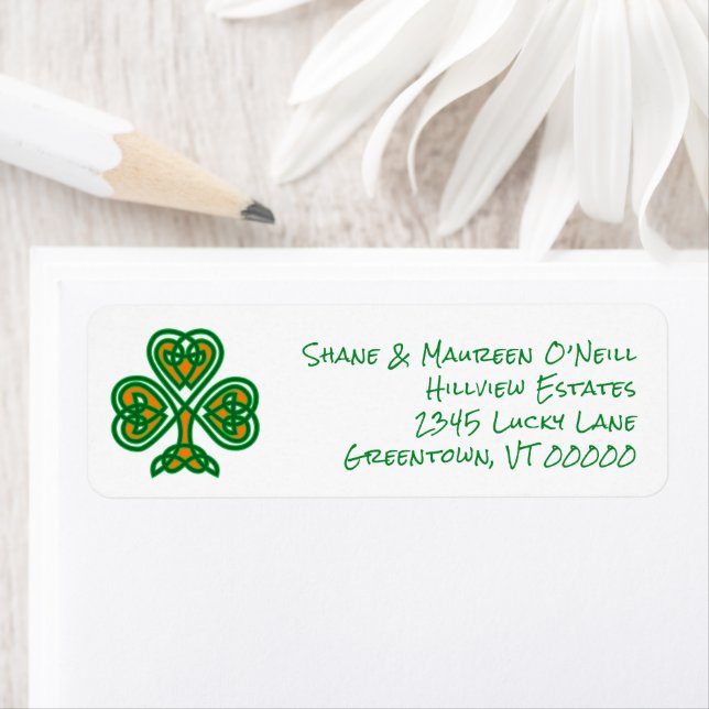 Celtic Knot Shamrock Irish Colors Label (Insitu)