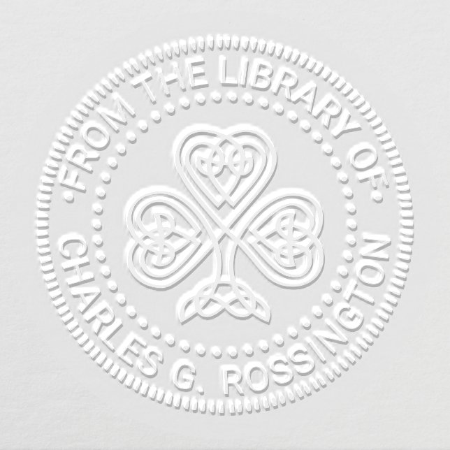 Celtic Knot Shamrock Library Book Name #3 Embosser (Design)