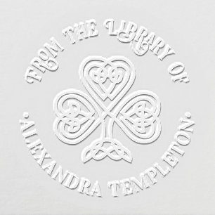 Celtic Knot Shamrock Library Book Name #3P Embosser